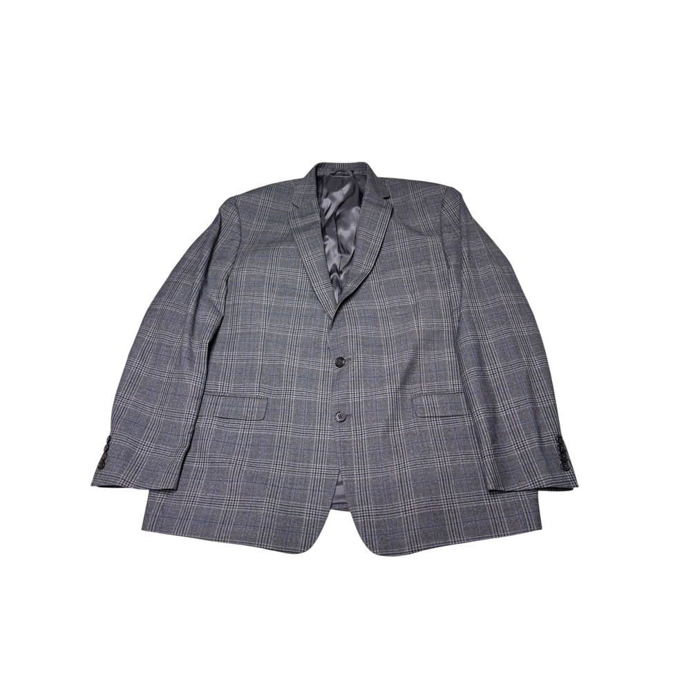 Lauren Ralph Lauren Mens 48L Gray Blue Glen Plaid Wool Blend Sport Coat Blazer